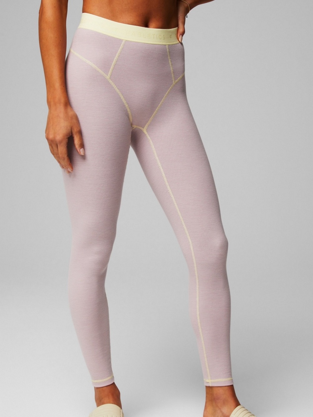 Fabletics Purple and Yellow Waffle Legging
